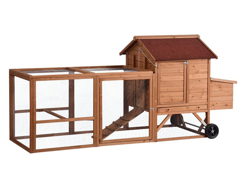 Mobile chicken cage with wheels