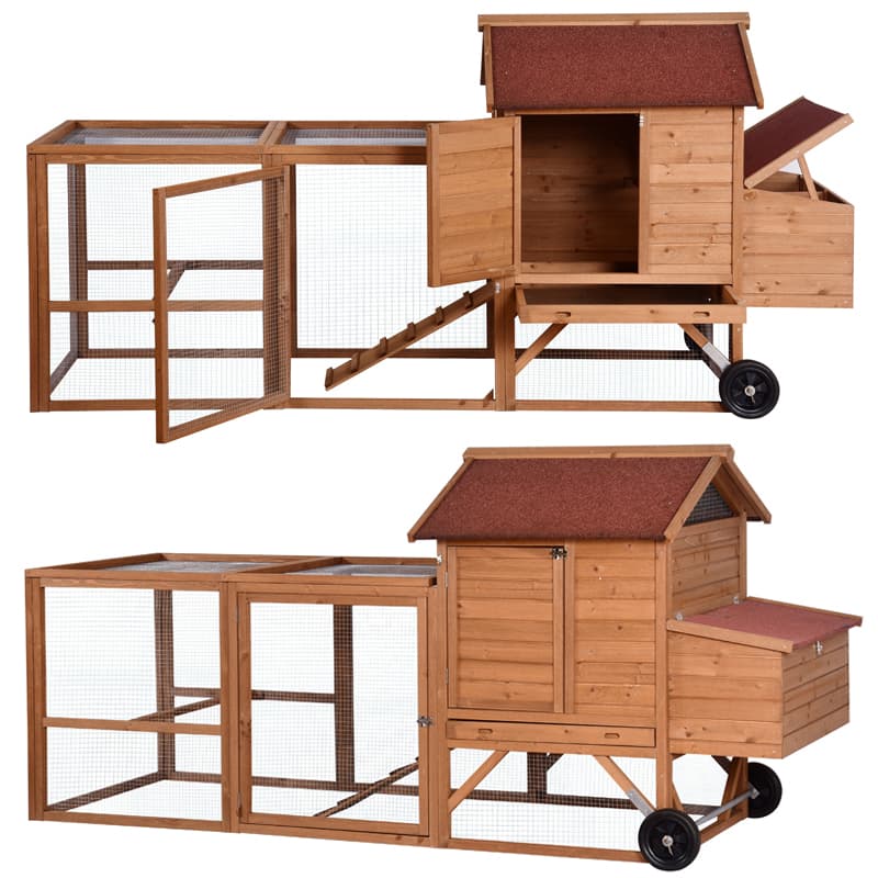 Movable wooden chicken cage