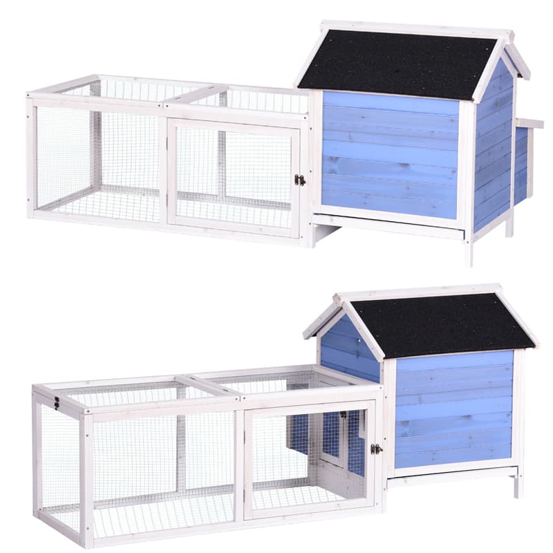 outdoor white blue wooden chicken coops