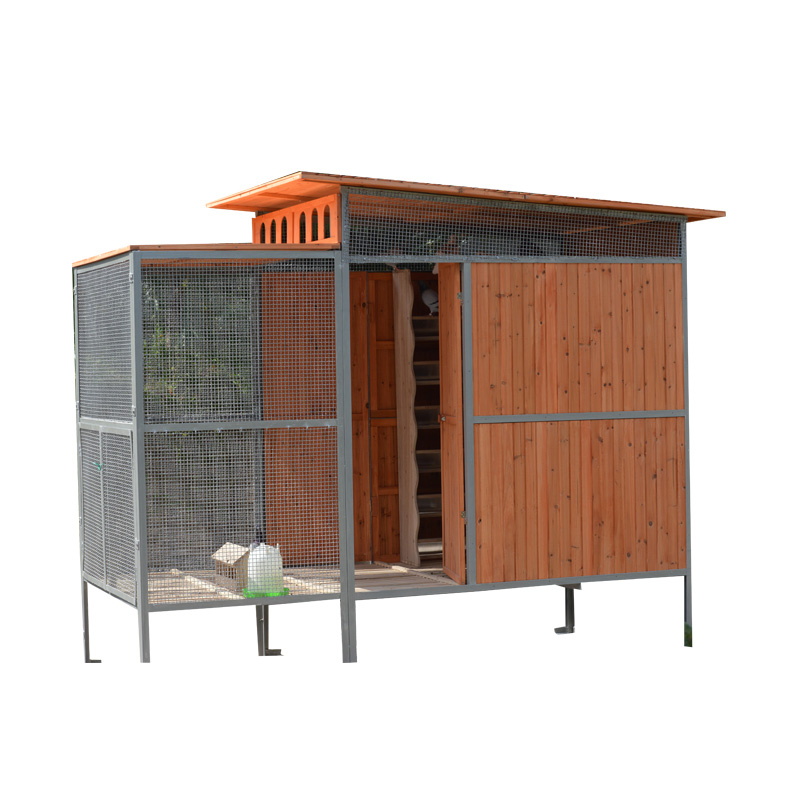 outdoor bird aviary with perches
