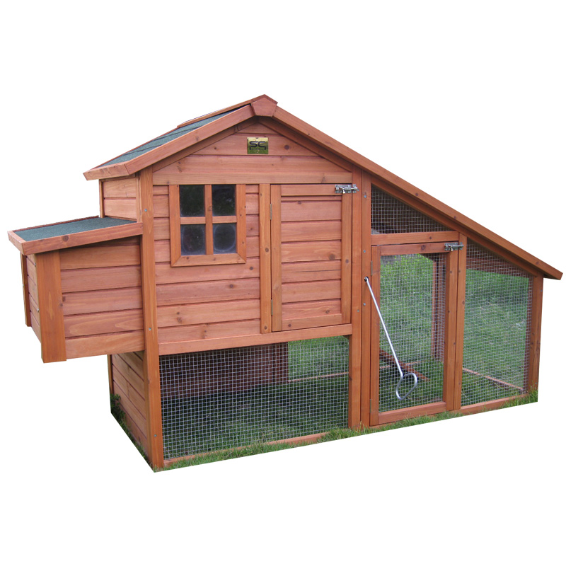 Brown Wooden Chicken Coop With Run