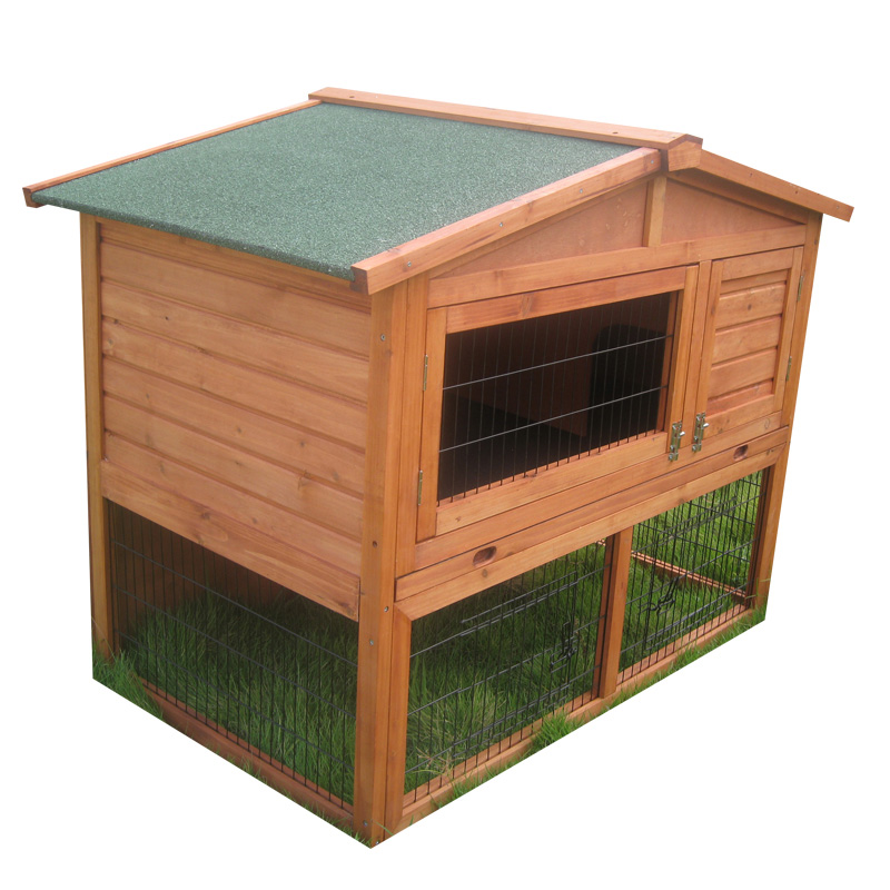 double rabbit hutch with separate runs
