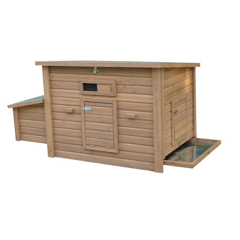 wooden chicken coop with ramp