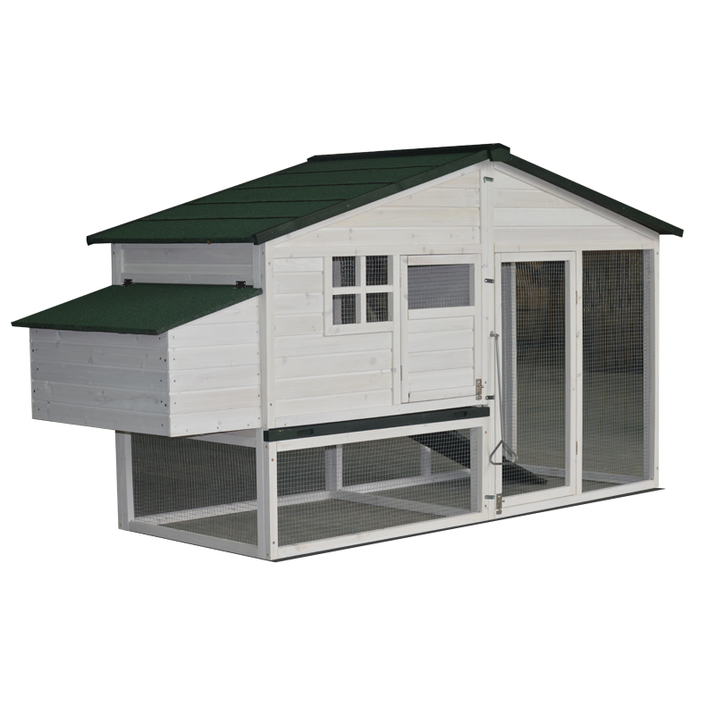 Dual-Zone wooden chicken coop with Secure Wire Run