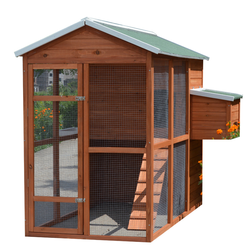 Modern Brown Chicken coop with Pull-Out Cleaning Tray