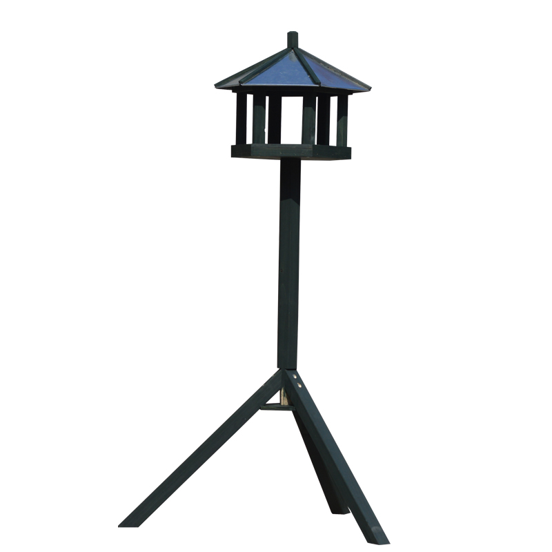 Hexagonal wooden bird feeder